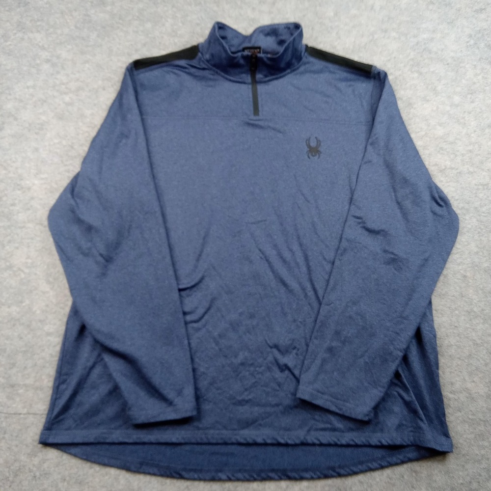 Spyder Pullover Mens Large Blue Active Quarter Zip Performance Long Sleeve Ski